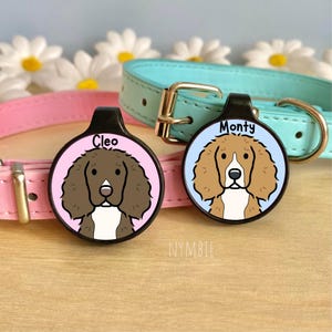 Cocker Spaniel (Working) Dog Tag Cute Breed Cartoon Personalised Portrait Collar Pet Name ID Tags | nymbie