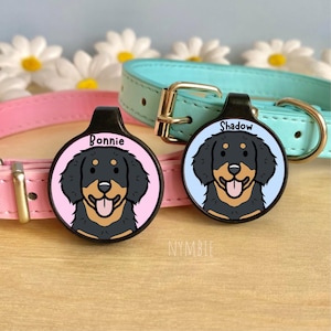 Hovawart Dog Tag Cute Breed Cartoon Personalised Portrait Silent Pet Name ID Tags | nymbie