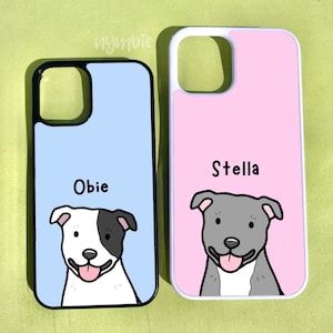 Staffordshire Bull Terrier Phone Case Personalised Dog Breed Pet Portrait Cartoon Illustration iPhone Samsung Cover | nymbie