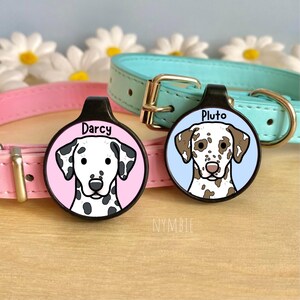 Dalmatian Dog Tag Cute Breed Cartoon Personalised Portrait Collar Pet Name ID Tags | nymbie