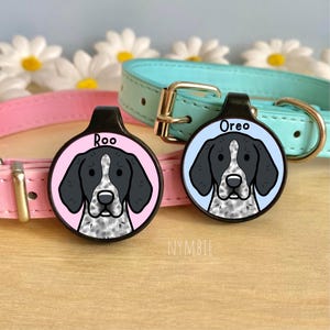 Braque D’Auvergne Dog Tag Cute Breed Cartoon Personalised Portrait Silent Pet Name ID Tags | nymbie