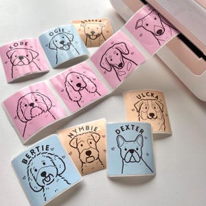 Cute Dog Stickers Cartoon Portrait Illustration Breed Round Circle Name Thermal Label Sticker All Breeds | nymbie