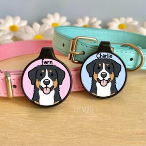 Greater Swiss Mountain Dog Tag Cute Breed Cartoon Personalised Portrait Collar Pet Name ID Tags | nymbie