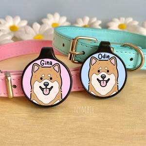 Japanese Akita Inu Dog Tag Cute Breed Cartoon Personalised Portrait Collar Pet Name ID Tags | nymbie