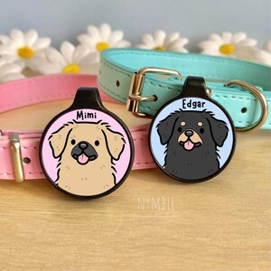 Tibetan Spaniel Dog Tag Cute Breed Cartoon Personalised Portrait Silent Pet Name ID Tags | nymbie