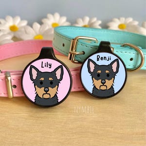 Chorkie Dog Tag Cute Breed Cartoon Personalised Portrait Silent Pet Name ID Tags | nymbie