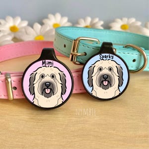 Catalan Sheepdog Dog Tag Cute Breed Cartoon Personalised Portrait Silent Pet Name ID Tags | nymbie