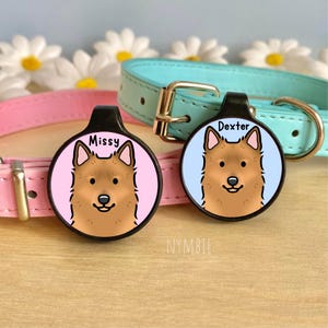 Finnish Spitz Dog Tag Cute Breed Cartoon Personalised Portrait Silent Pet Name ID Tags | nymbie