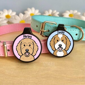 Goldendoodle Dog Tag Cute Breed Cartoon Personalised Portrait Collar Pet Name ID Tags | nymbie