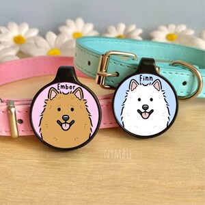 German Spitz Dog Tag Cute Breed Cartoon Personalised Portrait Silent Pet Name ID Tags | nymbie
