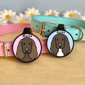 Field Spaniel Dog Tag Cute Breed Cartoon Personalised Portrait Silent Pet Name ID Tags | nymbie