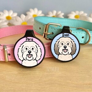 Havanese Dog Tag Cute Breed Cartoon Personalised Portrait Collar Pet Name ID Tags | nymbie