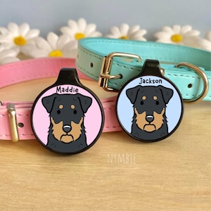 Jagdterrier Dog Tag Cute Breed Cartoon Personalised Portrait Silent Pet Name ID Tags | nymbie