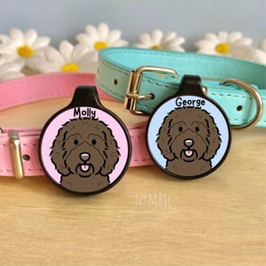 Barbet Dog Tag Cute Breed Cartoon Personalised Portrait Silent Pet Name ID Tags | nymbie
