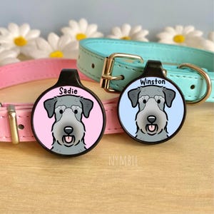 Cesky Terrier Dog Tag Cute Breed Cartoon Personalised Portrait Silent Pet Name ID Tags | nymbie