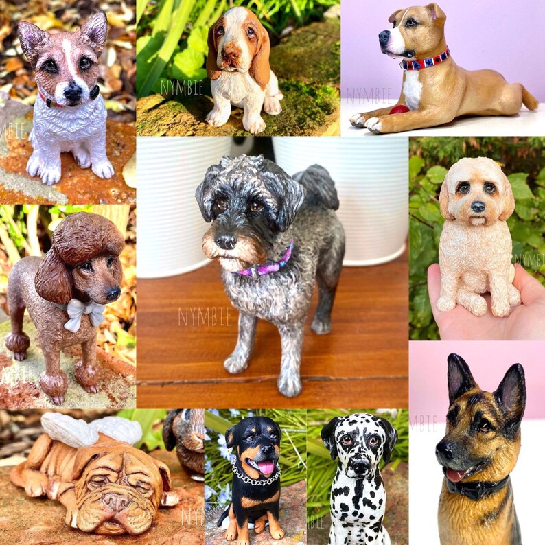 Custom Dog Sculpture Handmade Clay Cute Pet Memorial Portrait Etsy UK