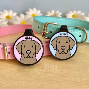 Chesapeake Bay Retriever Dog Tag Cute Breed Cartoon Personalised Portrait Silent Pet Name ID Tags | nymbie