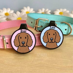 Irish Setter Dog Tag Cute Breed Cartoon Personalised Portrait Collar Pet Name ID Tags | nymbie