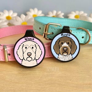 Italian Spinone Dog Tag Cute Breed Cartoon Personalised Portrait Silent Pet Name ID Tags | nymbie