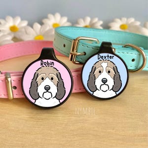 Basset Griffon Vendeen Dog Tag Cute Breed Cartoon Personalised Portrait Silent Pet Name ID Tags | nymbie