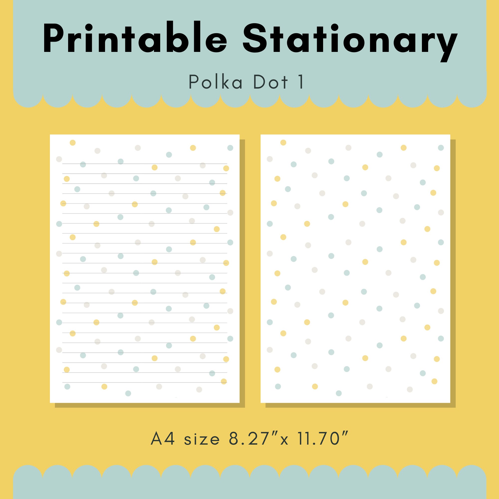 Polka dot stationery downloadLined PrintableBlank Printable Etsy