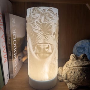 Baby Highland Cow Night Light | Lithophane | Rechargeable Lamp | Multicoloured