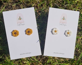 Pendientes de margarita y girasol - Pendientes de arcilla polimérica - Hechos a mano - Reino Unido