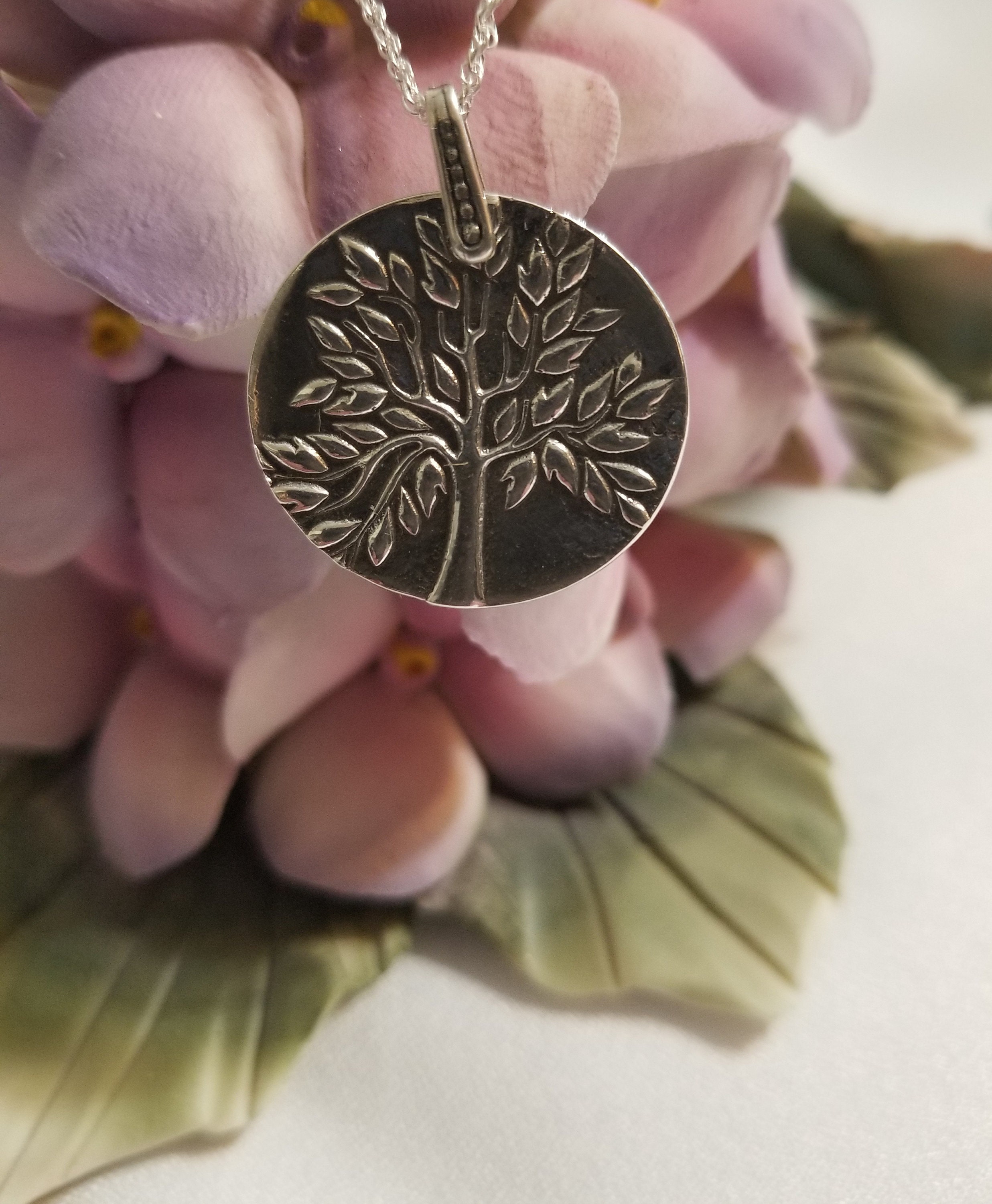 Árbol de plata fina de la vida con cadena de plata de ley Etsy