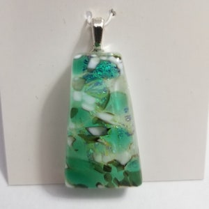 Lovely Chemical Reaction Dichroic Pendant, Green and White