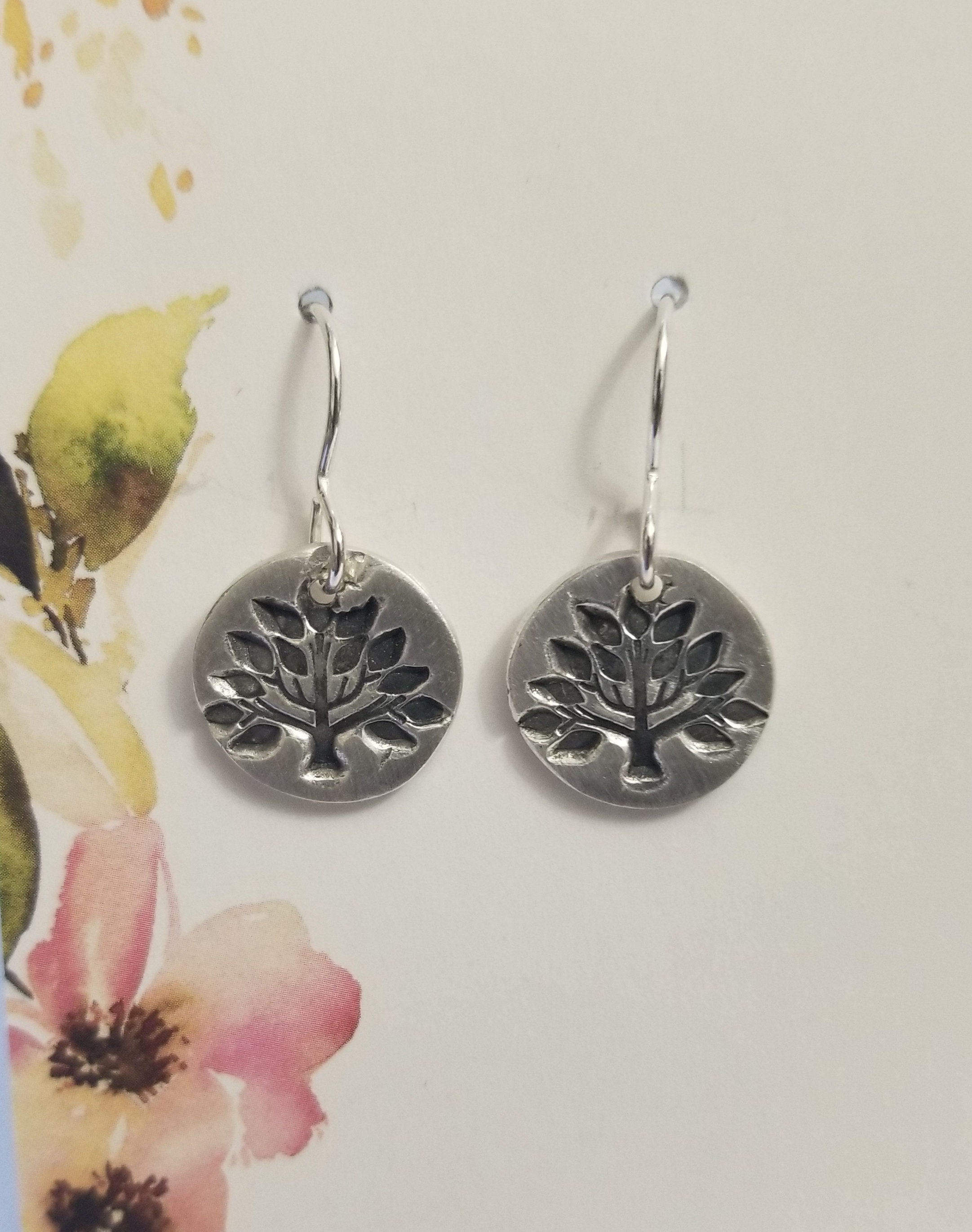Delicados pendientes de árbol de plata fina de la vida plata Etsy