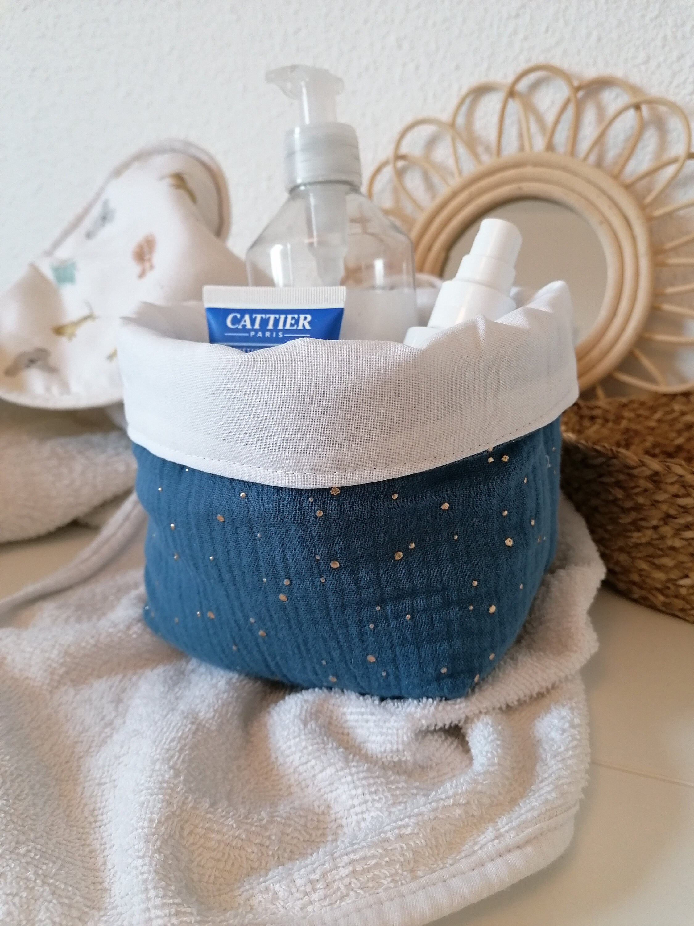 Panière de Rangement Personnalisable en Double Gaze Coton