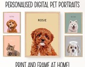 Custom Digital Pet Portrait from your photo, dog and cat portrait, animal portrait, digital image, pet wall art, pet memorial