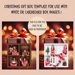 Caja de regalo navideña para fotografía dentro de la caja, dentro de la caja, plantilla navideña, plantilla de Photoshop, adecuada para caja blanca y de cartón
