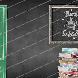 Back to school sidewalk chalk art digital background, school classroom chalk digital backdrop, overlay, composite for photography