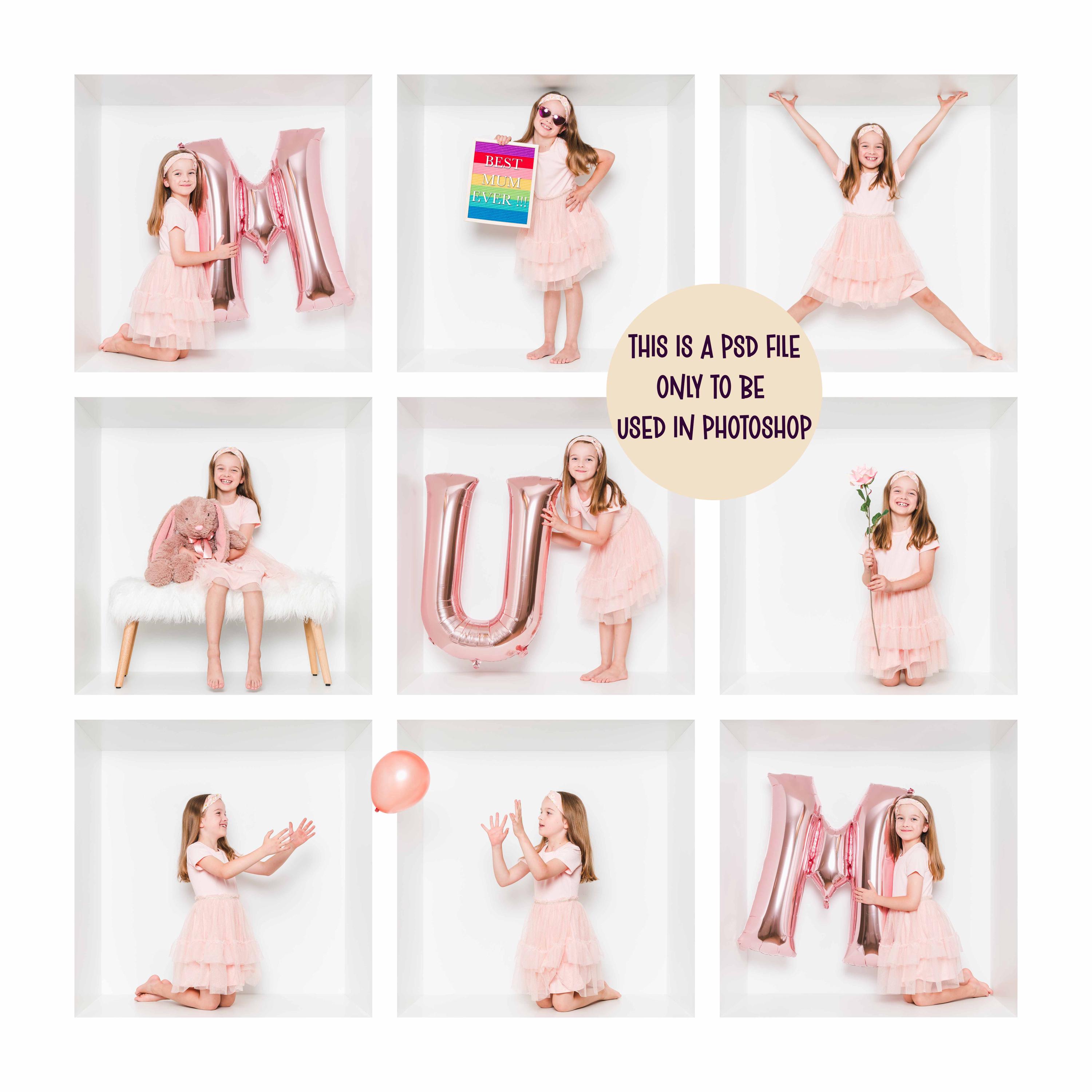9 Box Photography Template, Collage for in the Box Photography, Inside