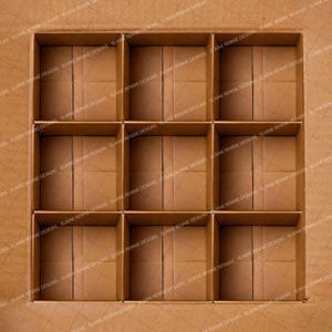 9 cajas de cartón vacías, fondo para fotografía, dentro de la caja, plantilla para fotografía, dentro de la caja, fondo compuesto para Photoshop