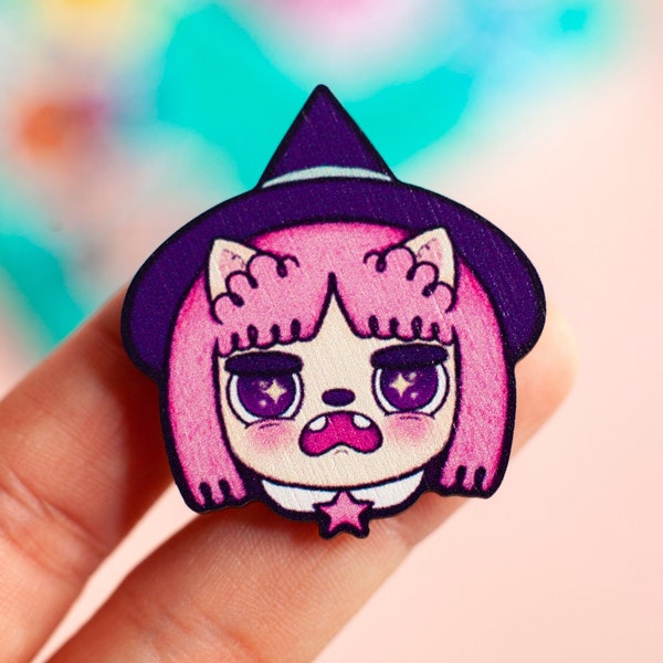 Summer Camp Island Kawaii wooden pin , Susie 40mm - Susie McCallister