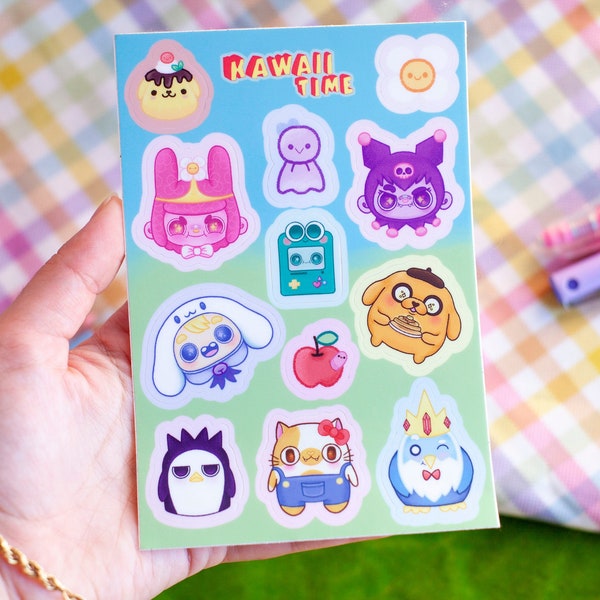 Adventure time sticker sheet kawaii - A6 waterproof - 13 stickers