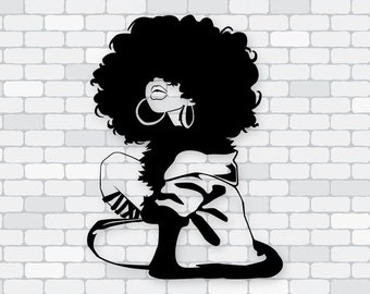 Black Woman svg, Afro Woman svg, Mandala svg, black woman art, files for Silhouette Cameo or Cricut