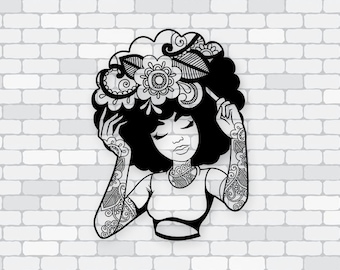 Black Woman svg, Afro Woman svg, Mandala svg, black woman art, files for Silhouette Cameo or Cricut
