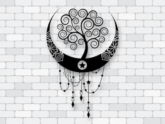 Tree Mandala svg, tree mandala in moon svg , tree svg, moon svg, mystical mug, svg files, files for Silhouette Cameo or Cricut, vector, svg