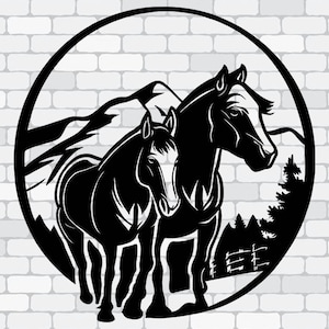 Horse and Mountains Outdoors Scene SVG, files for Silhouette Cameo or Cricut, vector, svg, dxf ep