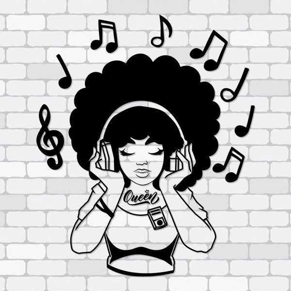 Black woman Music svg, Afro Woman svg, Woman in convertible svg, black woman art, files for Silhouette Cameo or Cricut