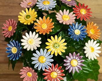 Meadow Daisy 5 Pcs. - ceramic flower for home, garden, creative decoration and gift – handmade