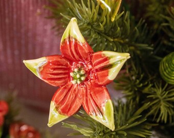 Ceramic Little Starflower 7 Pcs. - Decorative Flower in Red or White, Ideal Little Gift