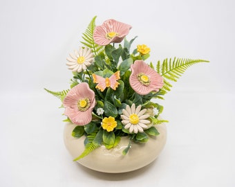 Large Centerpiece with Wild Flowers - Pink- Pastell Colored Flowers in a Centerpiece for Spring