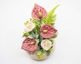 Medium Centerpiece with Roses - Pink - Table Decoration with Pink and White Flowers