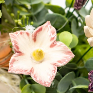 Beige Premium Oval Centerpiece Pink-Purple Flowers Table Decoration with Wonderful Ceramic Flowers image 5