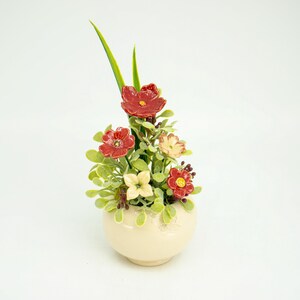 Mini Centerpiece with Linum Flowers - Red - Special Decoration for your Home