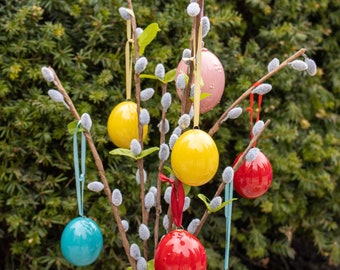 Colored Little Easter Egg 5 Pcs. - Cute Ceramic Handmade Easter Hanging Figurine